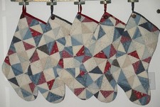 Handmade Recycled Vintage Quilt Christmas Stocking Country Patchwork Repurpose picture