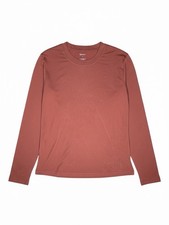 Quince Cotton Modal Relaxed Long Sleeve Tee Redwood Brown Women's S NWT picture