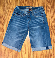 Arizona Jean Co Womens Size 1 Denim Bermuda Shorts Stretch Cuffed Blue Jean picture