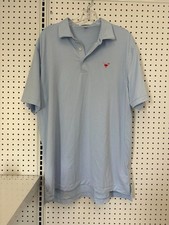 Peter Millar Summer Comfort Mens Blue & White Striped Polo Shirt Size L picture