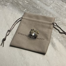 David Yurman Sterling Silver 18K Gold Helena Ring Pave Diamonds Size 7 picture