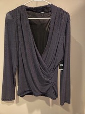 I.N.C. (International Concepts) Long-sleeved Women's Wrap Top, Size L picture