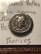 Roman Republic L.Thorius Balbus Denarius 105 b.c. picture
