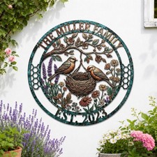 Custom Family Name Metal Sign, Bird Nest Wall Art, Tree of Life Family Tree Deco picture
