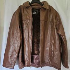 Vintage Haband Executive Division Men’s 2XL Brown Genuine Leather Jacket Lined picture
