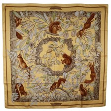 HERMES Carree90 scarf CASSE NOISETTE Nutcracker beige silk Women picture