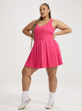 Torrid TRU Performance Core Size 4X Beet Root Pink Pleated 2fer Active Dress NWT picture