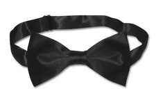 BIAGIO 100% SILK BOWTIE Solid BLACK Color Mens Bow Tie for Tuxedo or Suit picture