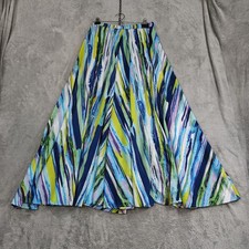 NEW Cupio Pull On Maxi Skirt Sz L FULL CIRCLE Brush Strokes Chevron Esque picture