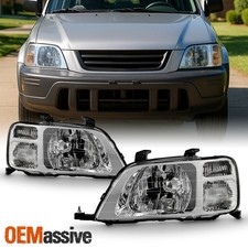 For 1997-2001 Honda CRV Chrome Headlights Headlamp Pair Driver LH+Passenger RH picture