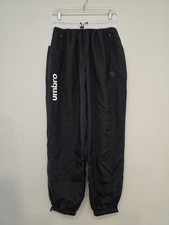 UMBRO Men's NWT Track Pants Windbreaker Black &White Logo Size Medium  picture