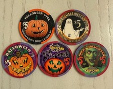 Tropicana Las Vegas $5 Happy Halloween 1998-2004 Set Of 5 Casino Chips picture