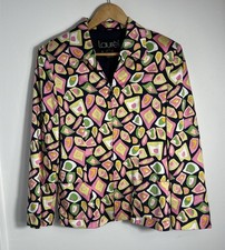 Laurel By Escada Vintage Designer  Jacket Geometric Print SZ 40 US 10 Zipper picture