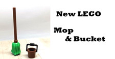 New LEGO Mop Bucket Clean Up Crew Brown Bucket Handle Long Warehouse School picture