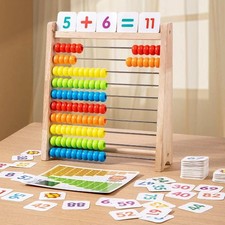 Wooden Counting Frame Abacus for Kids Math Learning - 10 Rows, 8-Inch Gifts picture