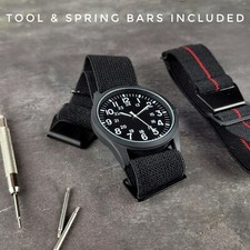Black Tactical French Marine Nationale Elasticated Diving Watch Strap 20mm 22mm picture