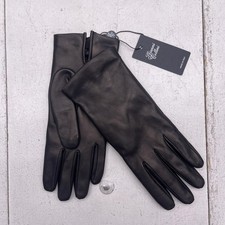 Gianni Collini Gloves Womens Small Black Leather Made In Italy Lined Dress picture