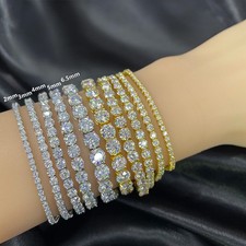 2-6.5mm VVS1 MOISSANITE Tennis Chain Bracelet S925 Sterling Silver - Men Women picture
