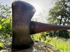 Vintage Plumb 3 1/2lb Double Bit Axe Fully Hung, 36” Octagon Cut Hickory Handle picture