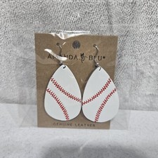 NEW Amanda Blu Gun Baseball Genuine Leather Earrings  picture