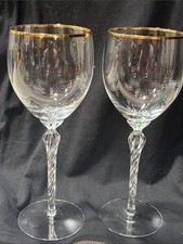 Vintage Lenox Monroe Elegant Gold-Rim Crystal Wine Gflasses- Set of 2 picture