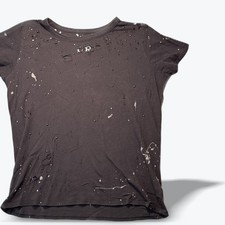 Chaser T Shirt Distressed Studded Paint Splatter Womens Small Tee Shirt Gray picture