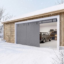 Garage Door Curtain 16*7ft Garage Magnetic Thermal Insulated Door Curtain Grey picture
