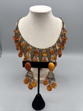 Vintage Natural Baltic Amber Butterscotch Necklace & Clip On Earrings Yolk USSR picture