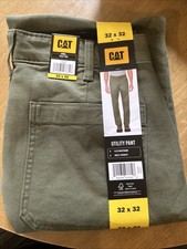 CAT Men's Utility Pants Flex Waistband Multi-Pockets Size 32x32 Green NWT picture
