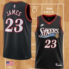 FREE USPS SHIPPING🏀 Lebron James #23 BLACK Phila 76ers Jersey 🏀 Med Lg picture