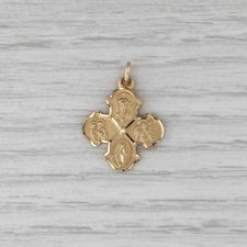 Catholic Call a Priest Emergency Cross Pendant 14k Yellow Gold Charm picture