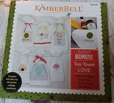 KimberBell Machine Embroidery Tea Towel Love Event Bonus Embroidery CD Very Good picture