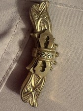 Antique Victorian Edwardian Gold Filled Bar Brooch Pin, Etched, Ornate 2” .2 Oz picture