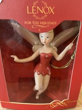 Lenox Tinkerbell Just A Little Pixie Dust Ornament Red Dress 2009 Disney Fairy  picture