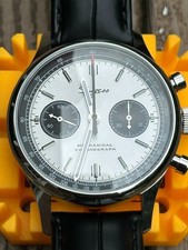 Sugess 1963 Pilot Watch Men Mechanical Chronograph Panda Wristwatch Air Force picture