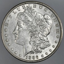 1886-P  $1  MORGAN SILVER DOLLAR  AU DETAILS  