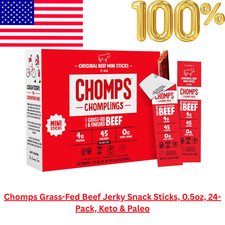 Chomps Grass-Fed Beef Jerky Snack Sticks, 0.5oz, 24-Pack, Keto & Paleo picture