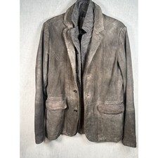 AllSaints Survey Waxed Goat Suede Leather Blazer Jacket Black Mens XS ML051D picture