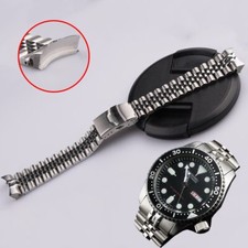 22mm Solid Curved End Silver Jubilee Watch Band Strap Bracelets For Seiko SKX007 picture