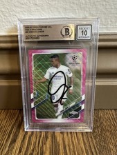Topps 2020-21 Chrome UCL Pink X-Fractors #89 Vinicius Jr Real Madrid Auto BAS 10 picture