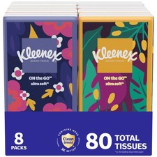 Kleenex On-The-Go Facial Tissues, 8 On-The-Go Packs, 10 Tissues per Box, 3-Ply ( picture