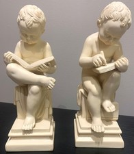 Vtg G. Ruggeri Signed Italian Putti Bookends Pre-1987 Bianchi Alabaster Resin picture