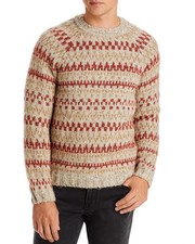 A.P.C. Leonhard Crewneck Geometric Print Wool Blend Sweater Men's M Mastic Chine picture