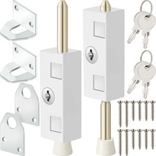 Dunzy 2 Pieces Sliding Door Lock Rectangle Patio Door Lock Keyed For Glass picture