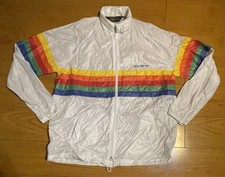 Rare Vintage SHERRY S/S Palm Springs Rainbow Striped Full Zip Jacket 80s  Gay picture