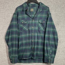 Jachs MFG Heritage Flannel Shirt Mens XL Green Navy Blue Plaid 100% Cotton picture