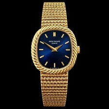 PATEK PHILIPPE GOLDEN ELIPSE 4461/001 18K YELLOW GOLD 35MM GENEVE BLUE DIAL B+P picture