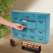 12-Drawer Wooden Desktop Organizer, Dresser Storage Case for Cosmetics and Home picture