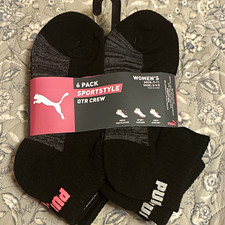 PUMA Women's Crew Athletic Socks 6 Pairs Arch Support Cushioned Black 9-11 picture