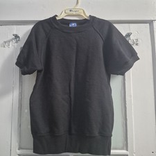 Vtg 80s Champion Reverse Weave Short Sleeve Sweatshirt Black Raglan USA Small picture